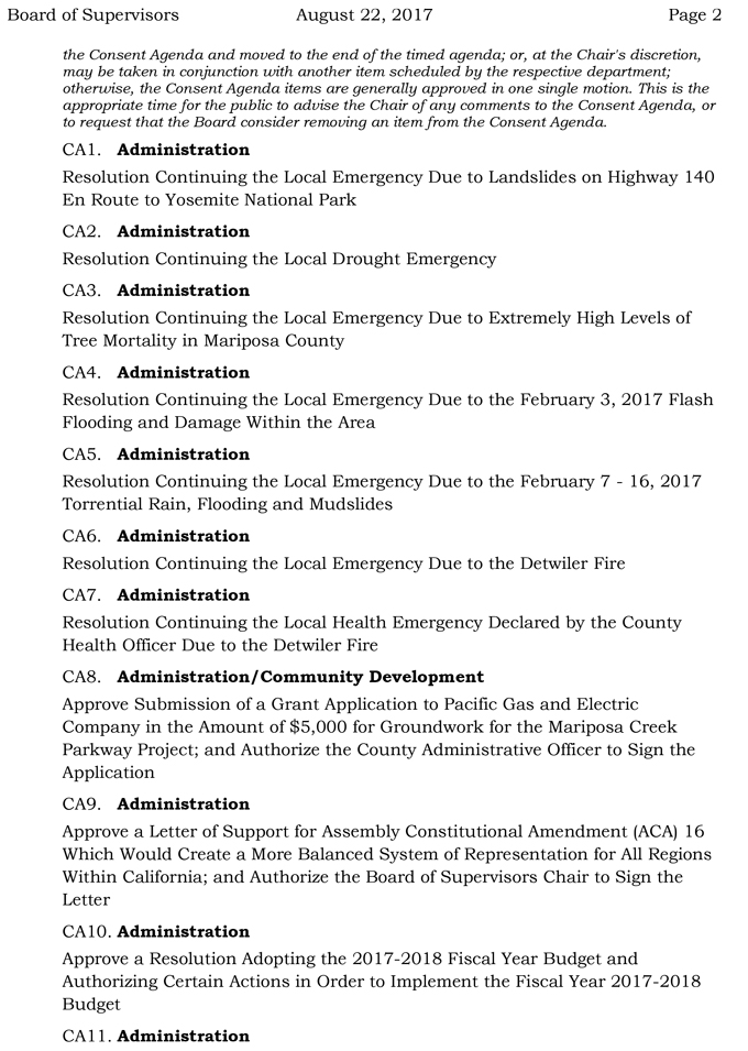2017 08 22 mariposa county board of supervisors agenda august 22 2017 2