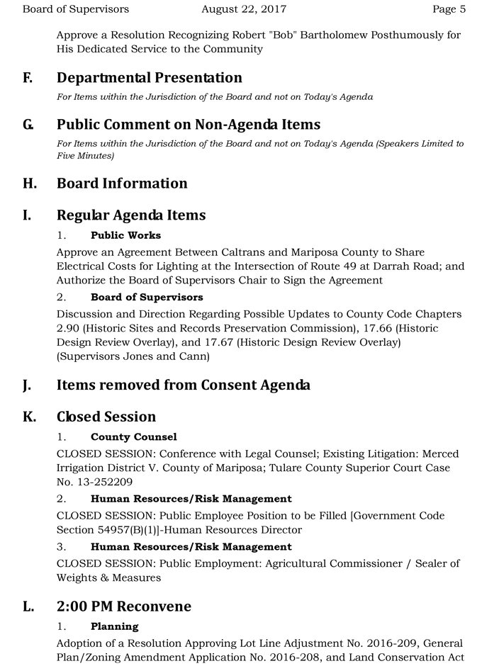 2017 08 22 mariposa county board of supervisors agenda august 22 2017 5