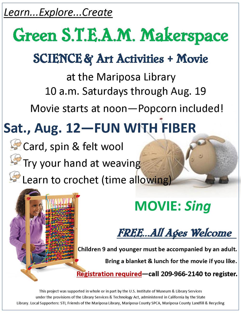 8 12 17 Mariposa Library Fun with Fiber
