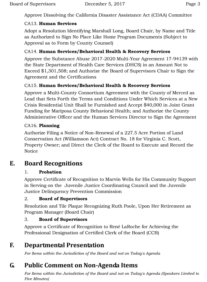 2017 12 05 mariposa county Board of Supervisors Agenda december 5 2017 3