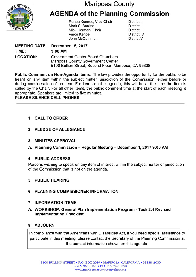 2017 12 15 mariposa county Planning Commission agenda december 15 2017