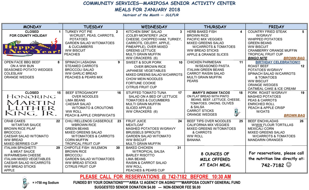 January Menu