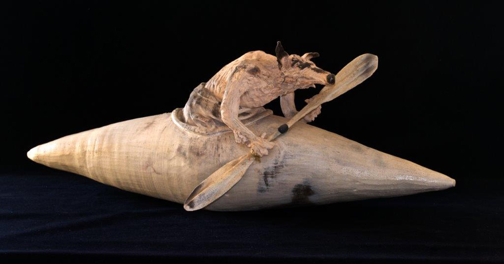 MCAC Ann Mendershausen Coyote in a Kayak