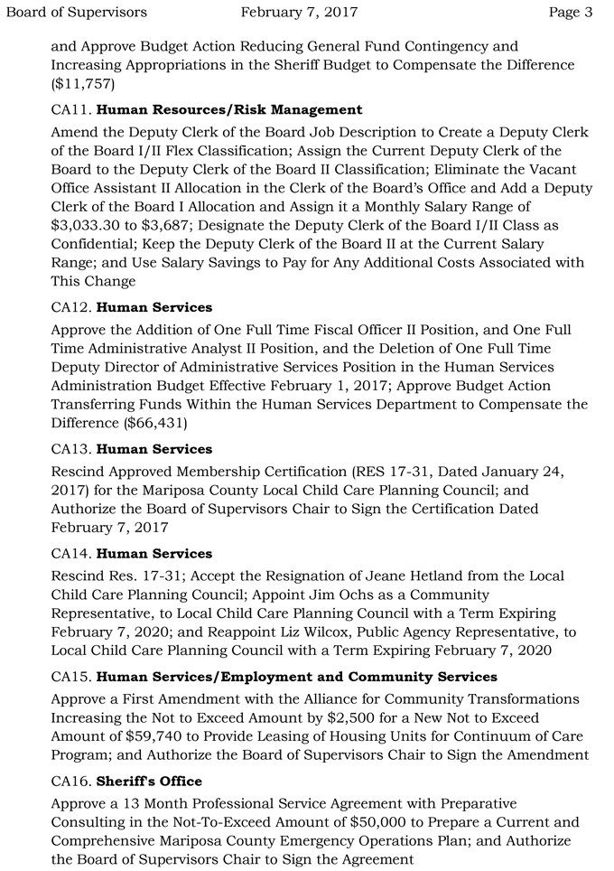 2017 02 07 mariposa county board of supervisors agenda for february 7 2017 3