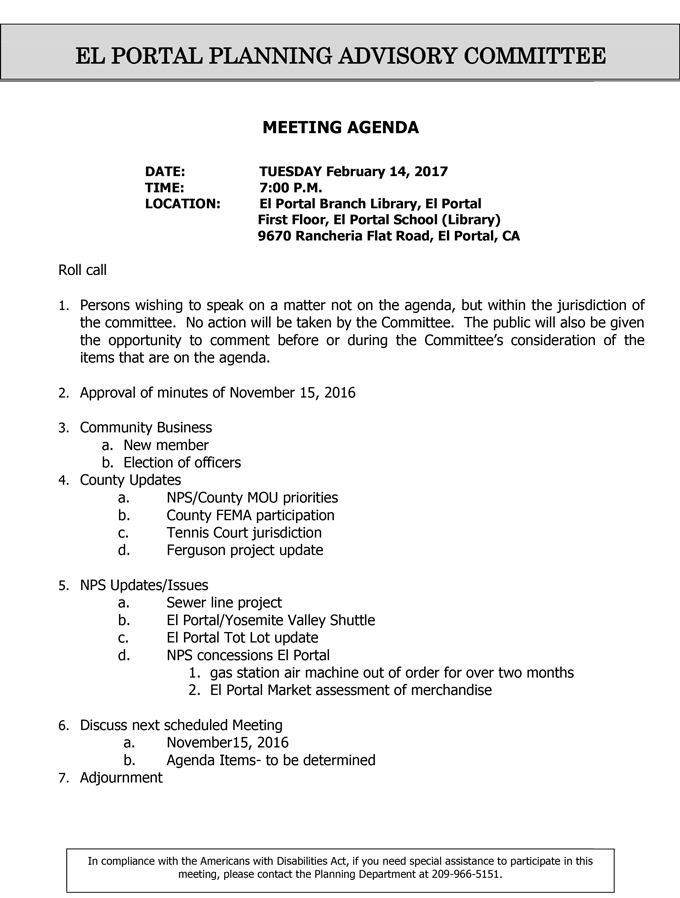 2017 02 14 el portal planning advisory committee agenda february 14 2017