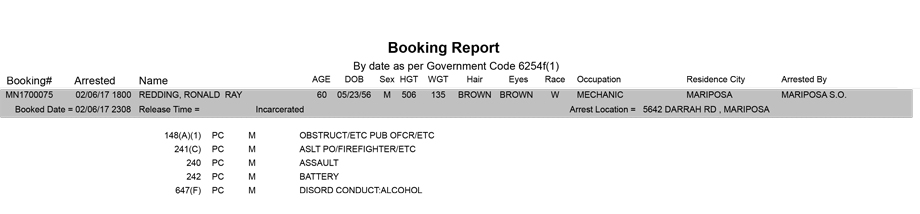 mariposa county booking report for february 6 2017