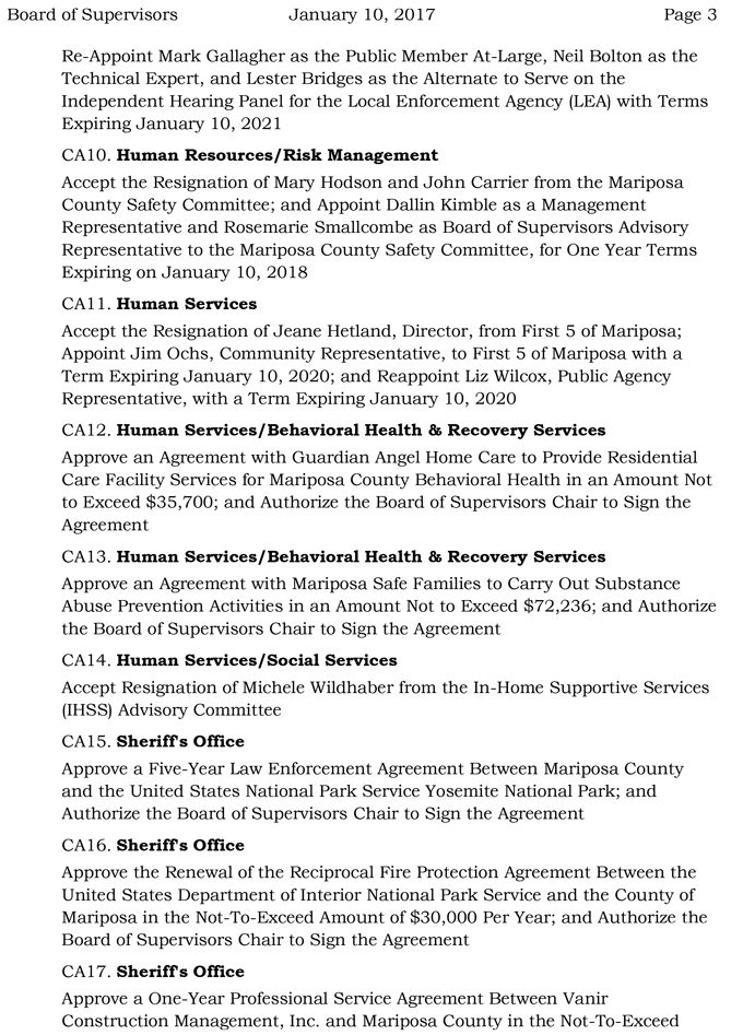 2017 01 10 mariposa county board of supervisors meeting agenda january 10 2017 3