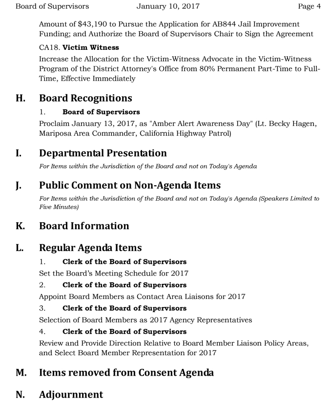 2017 01 10 mariposa county board of supervisors meeting agenda january 10 2017 4