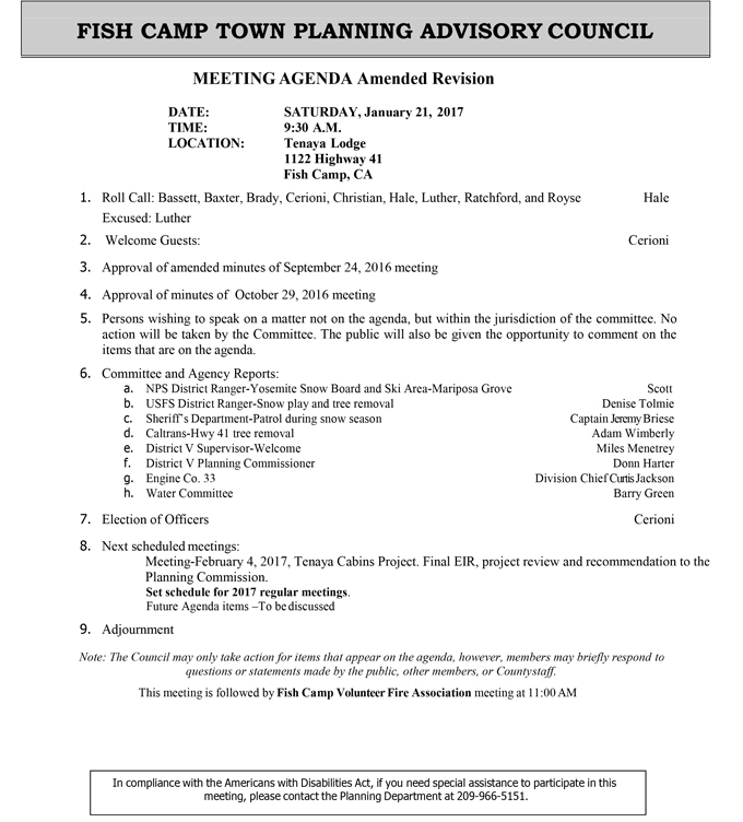 2017 01 21 mariposa county fish camp town planning advisory council agenda january 21 2017