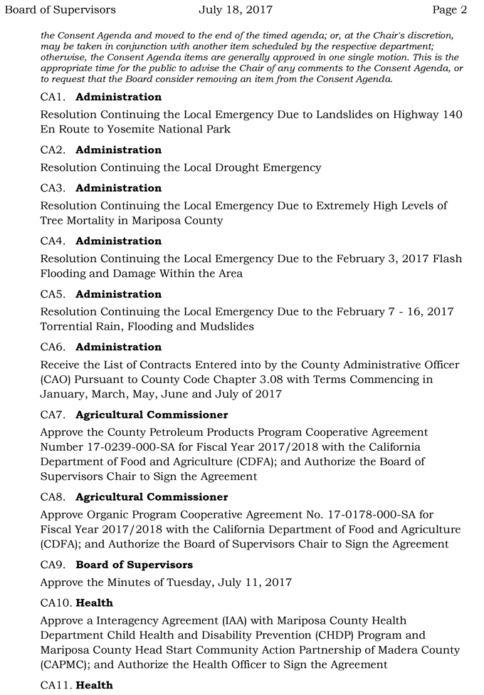 2017 07 18 mariposa county board of supervisors agenda july 18 2017 2