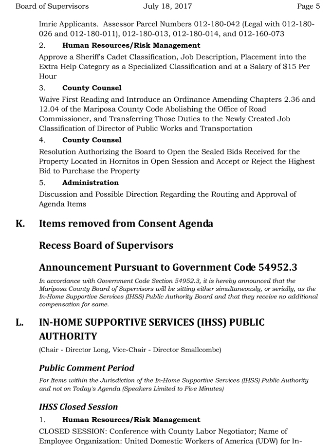2017 07 18 mariposa county board of supervisors agenda july 18 2017 5
