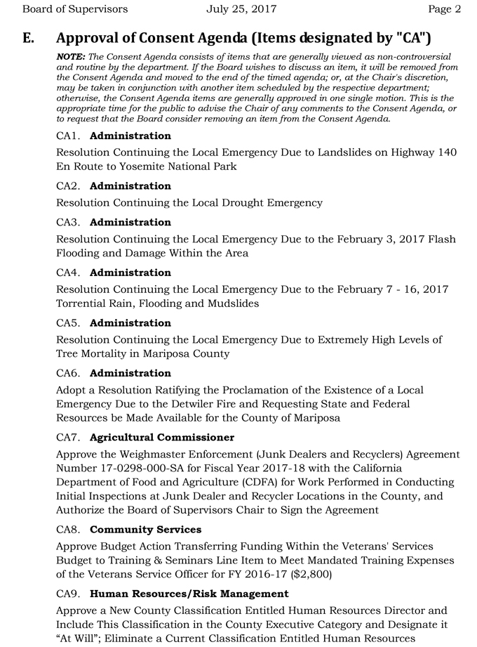 2017 07 25 mariposa county board of supervisors agenda july 25 2017 2