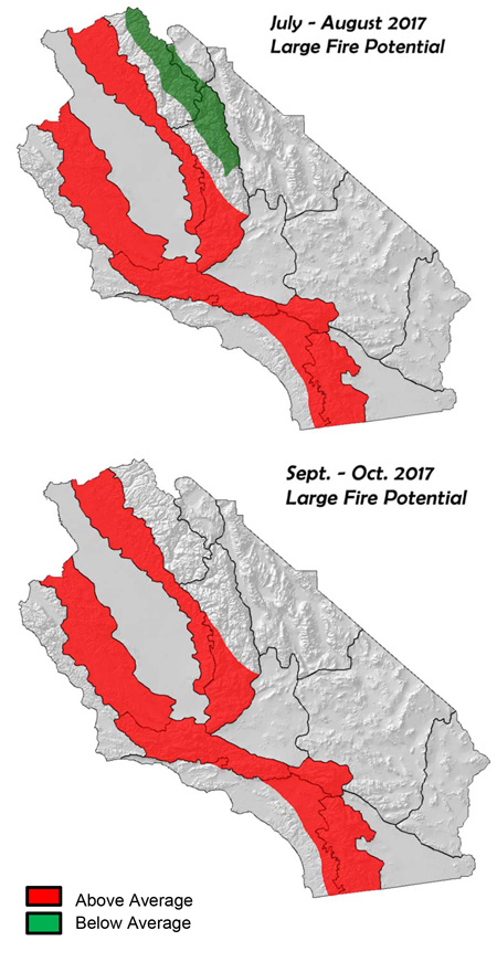 california fire assessment july to october 2017 predictive services