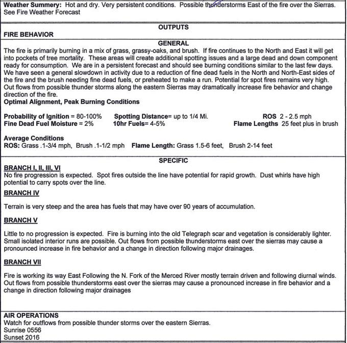 fire behavior detwiler july 23 2017 mariposa county
