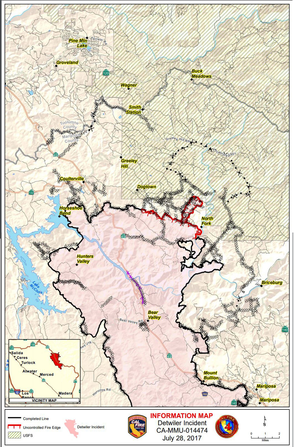 map information detwiler fire mariposa county friday july 28 2017