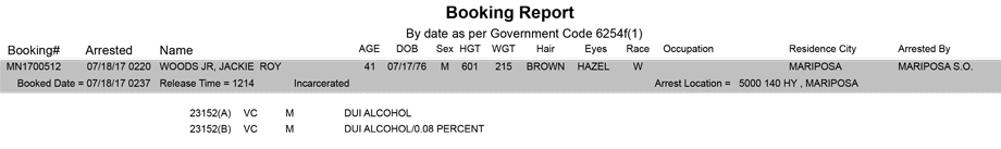 mariposa county booking report for july 18 2017