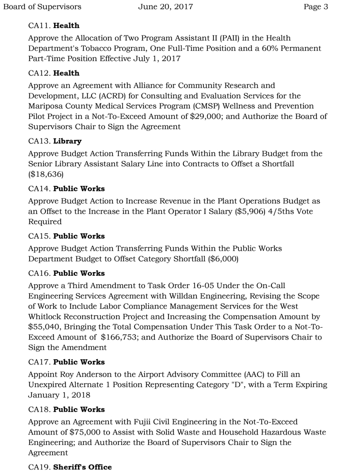 2017 06 20 mariposa county board of supervisors agenda june 20 2017 3