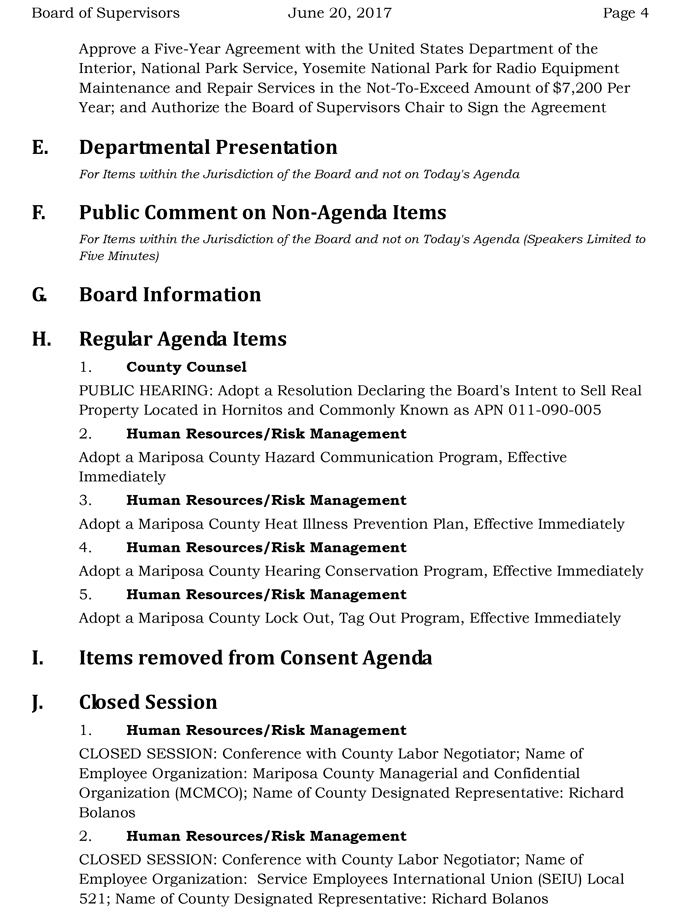 2017 06 20 mariposa county board of supervisors agenda june 20 2017 4