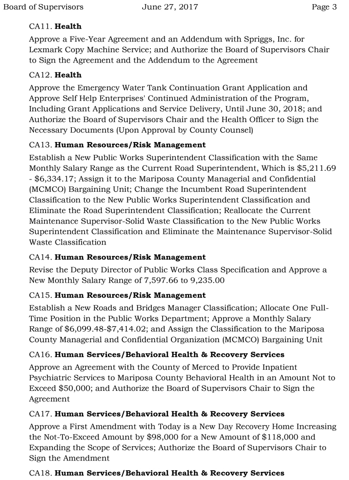 2017 06 27 mariposa county board of supervisors agenda june 27 2017 3