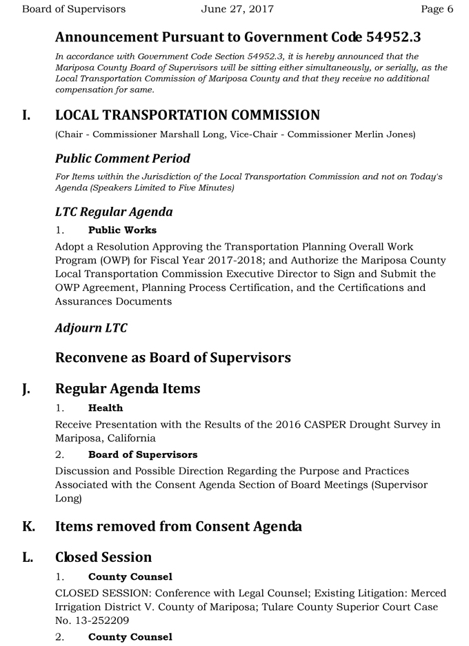 2017 06 27 mariposa county board of supervisors agenda june 27 2017 6