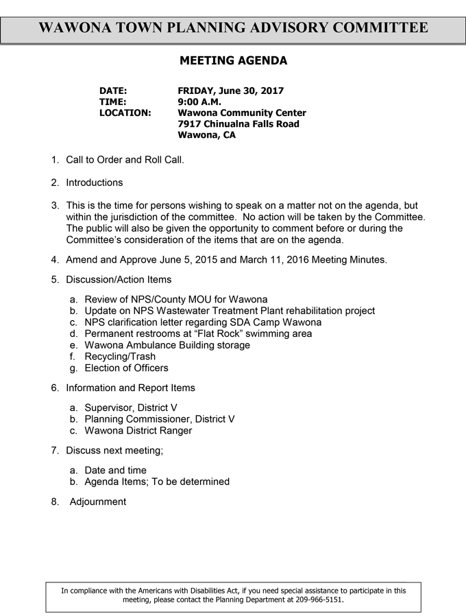 2017 06 30 mariposa county wawona town planning advisory committee agenda june 30 2017