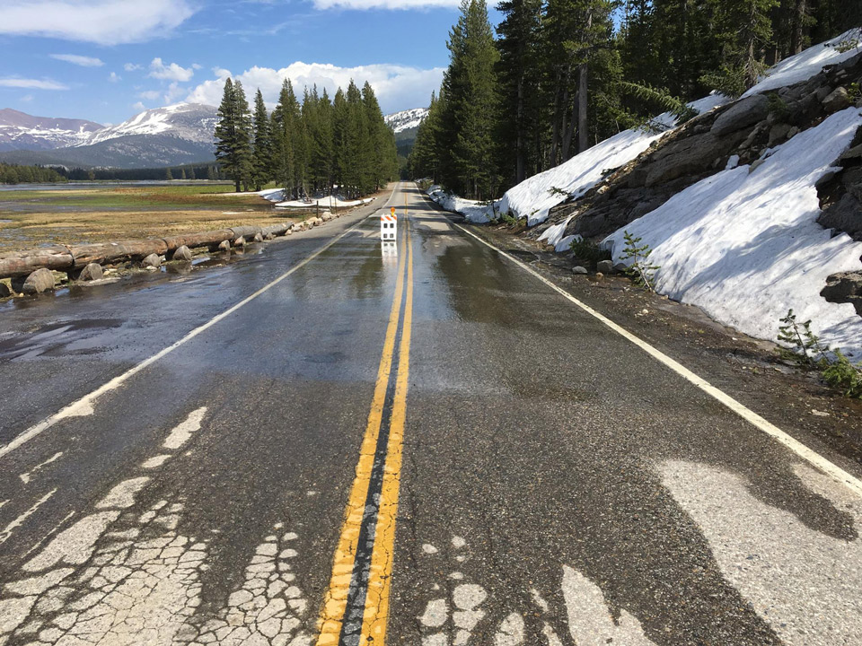yosemite Swift Water Running Across Tioga Pass Road near Tuolumne Meadows nps photo