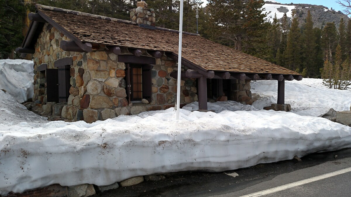 yosemite significant snowpack at tioga pass entrance station nps photo
