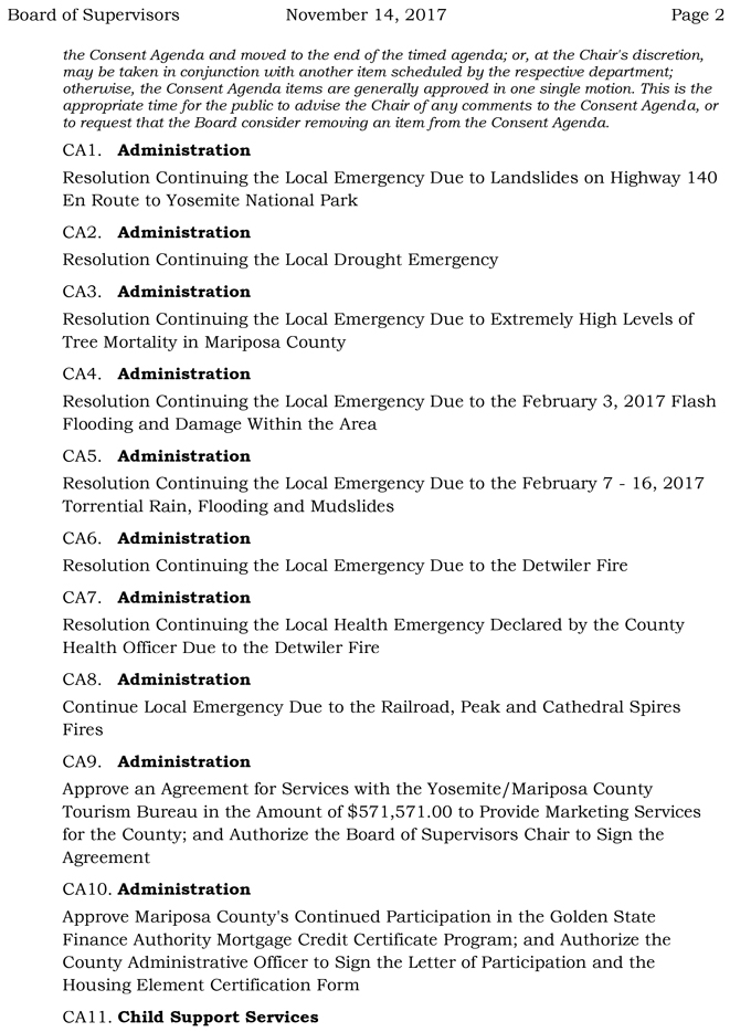2017 11 14 mariposa county Board of Supervisors agenda november 14 2017 2
