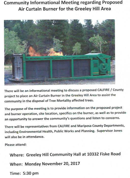 cal fire greeley hill mariposa county air curtain burner meeting november 2017