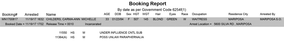 mariposa county booking report for november 19 2017