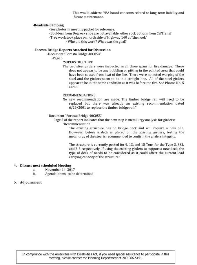 2017 10 10 mariposa county el portal planning advisory committee agenda october 10 2017 2