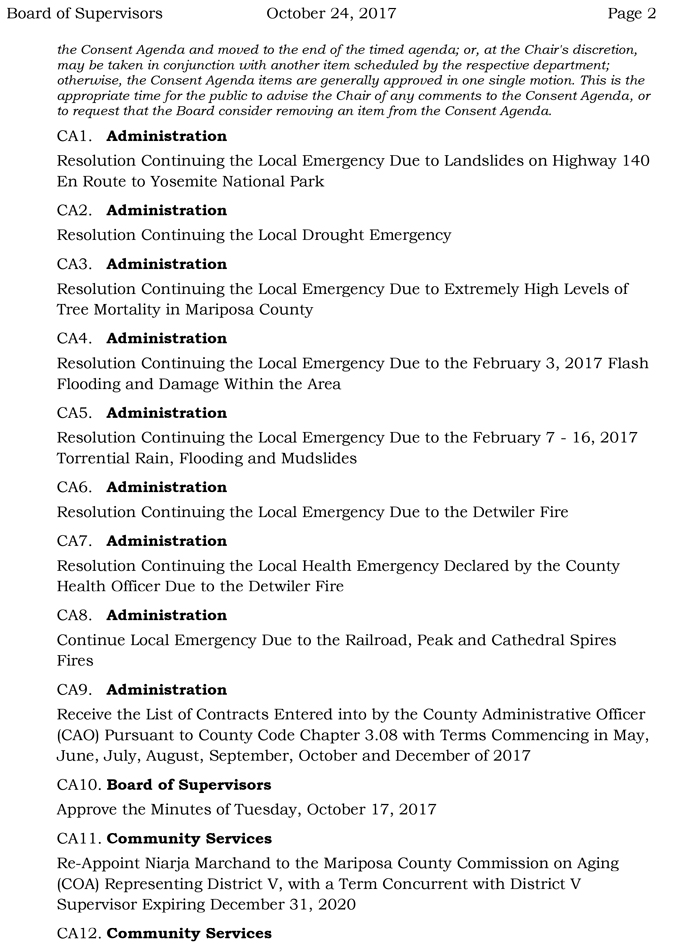2017 10 24 mariposa county Board of Supervisors agenda october 24 2017 2