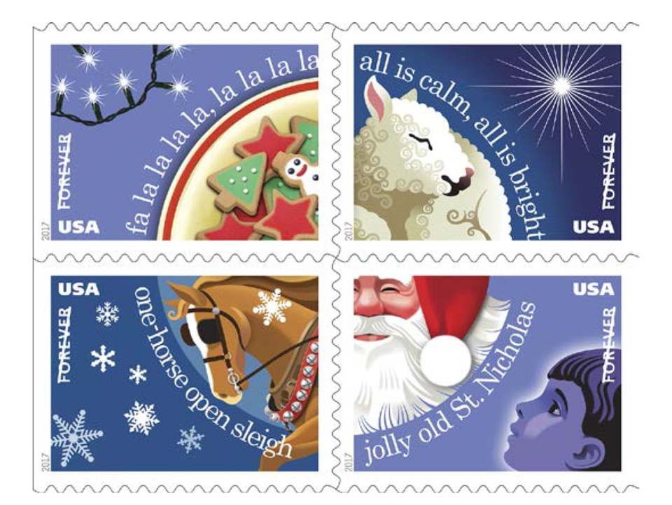 usps stamps christmas carols forever