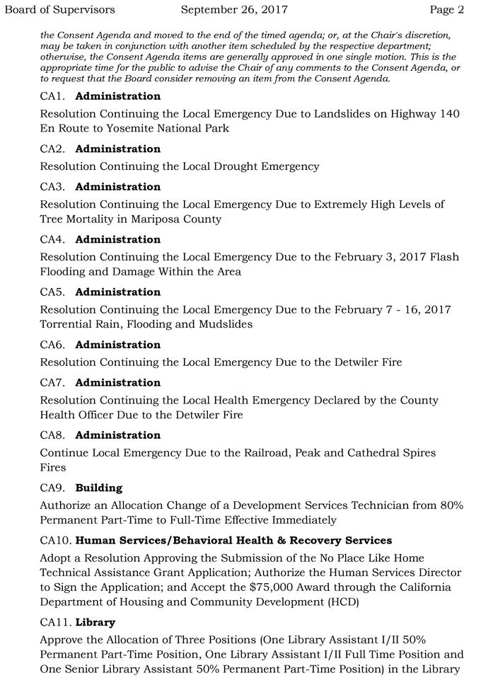2017 09 26 mariposa county board of supervisors agenda september 26 2017 2