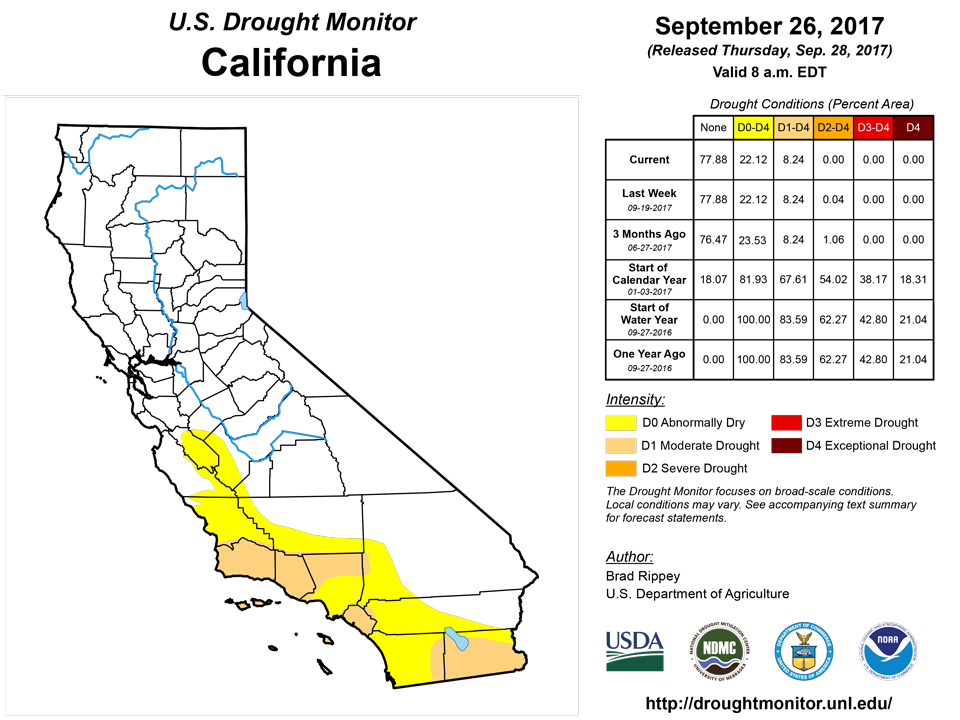 california drought monitor for september 26 2017