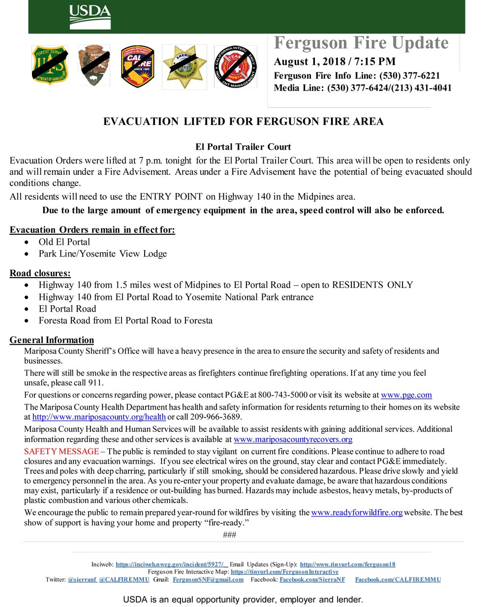 8 1 El Portal Trailer Court Evacuations Lifted