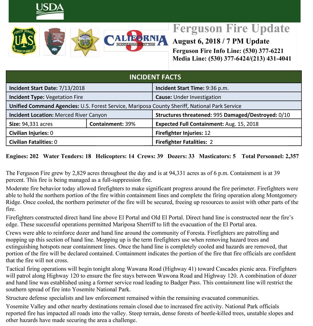 FERGUSON FIRE UPDATE 8 6 1