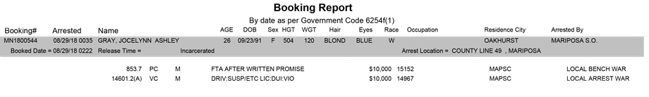 mariposa county booking report for august 29 2018