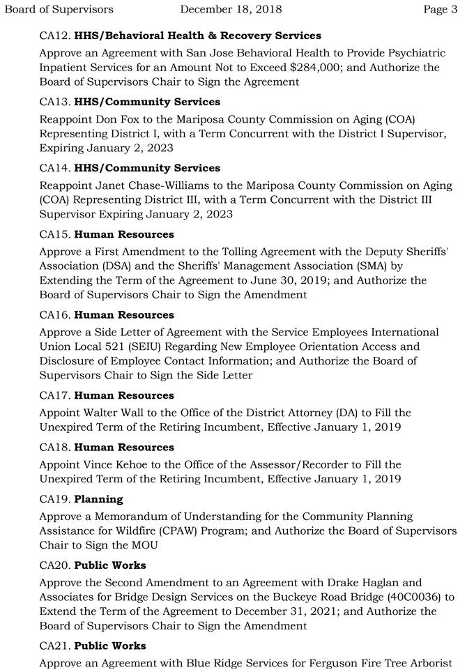 2018 12 18 mariposa county Board of Supervisors agenda december 18 2018 3