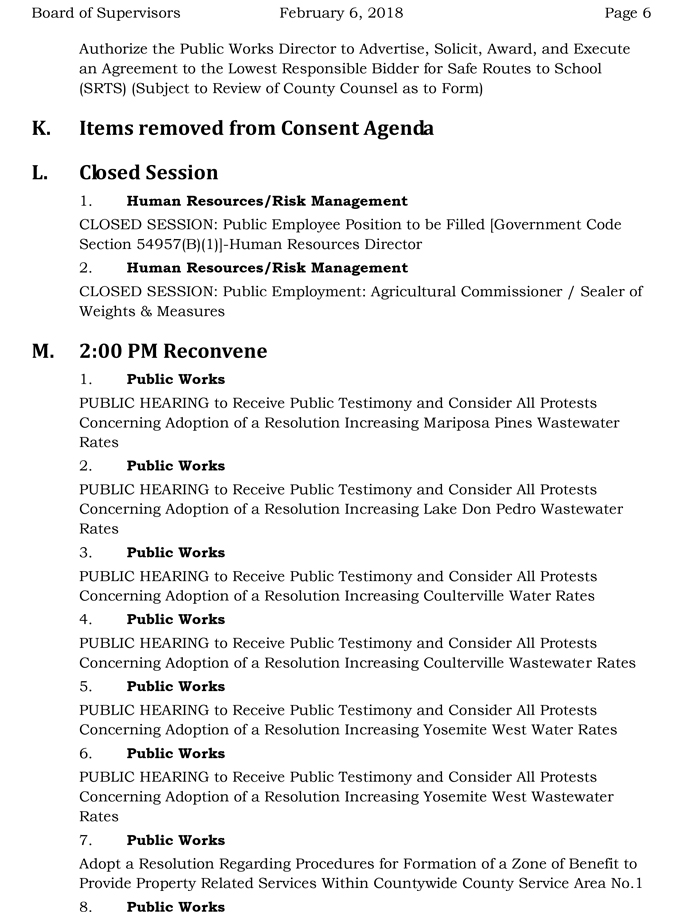 2018 02 06 mariposa county Board of Supervisors agenda february 6 2018 6