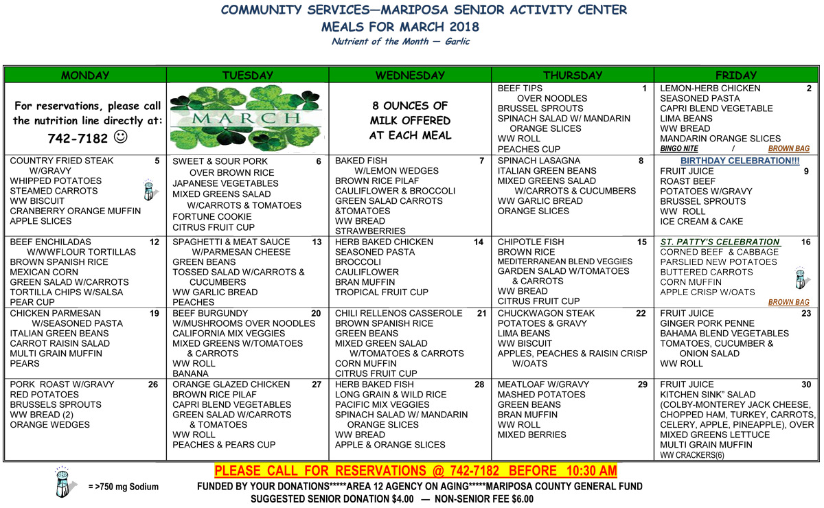 March Menu