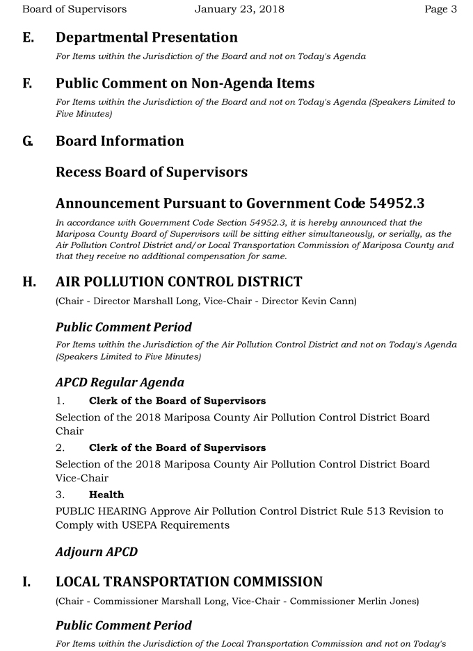 2018 01 23 mariposa county Board of Supervisors agenda january 23 2018 3