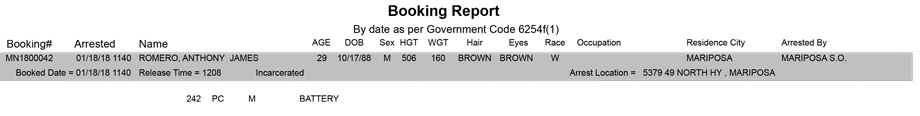 mariposa county booking report for january 18 2018