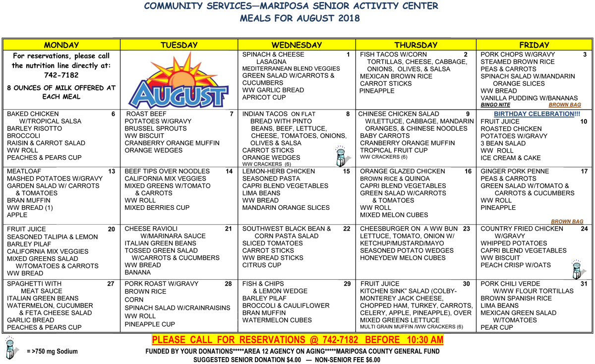 August Menu