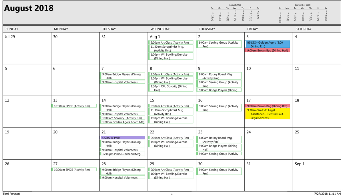 August Sr Activities