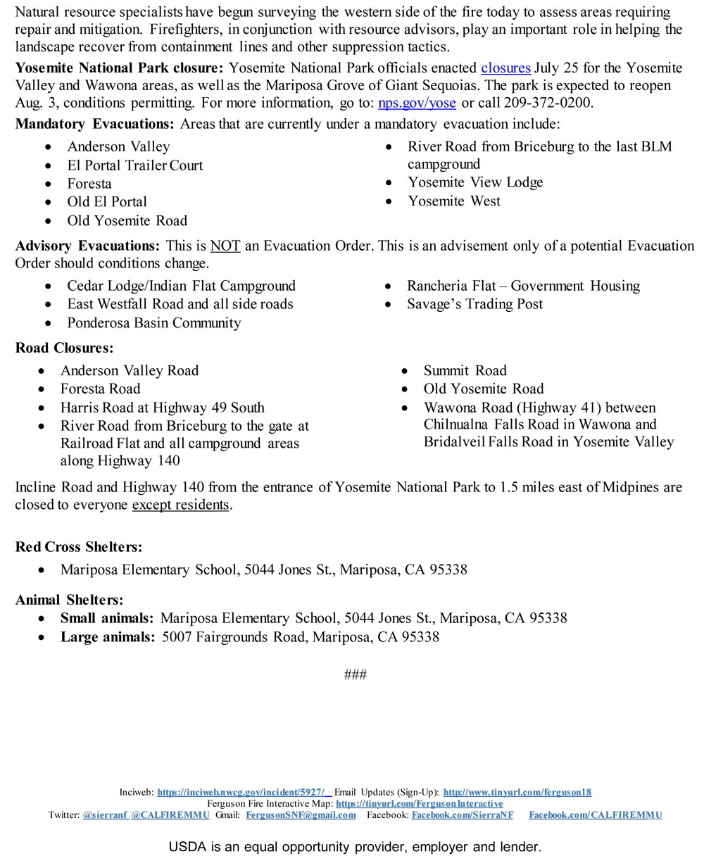 FERGUSON FIRE UPDATE 7 30 2
