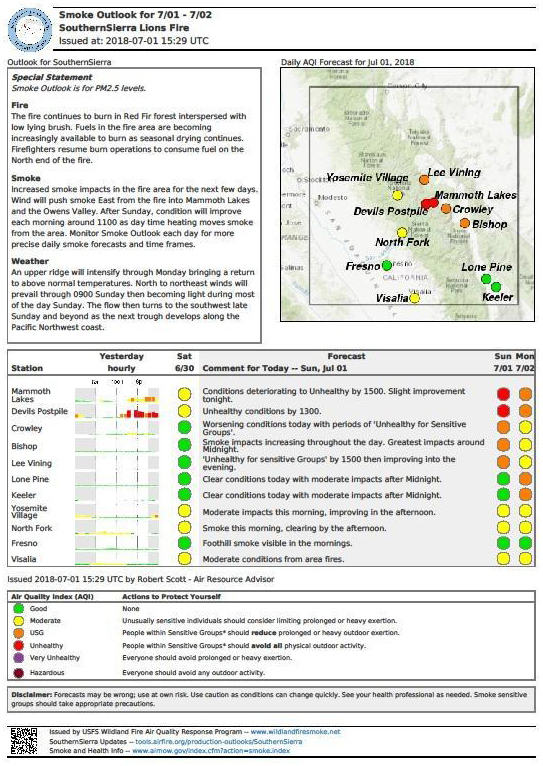 Lions Fire SNF Air Quality Update 7 1 18
