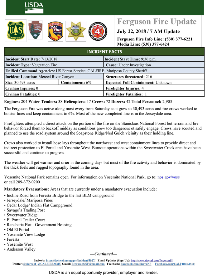 SUNDAY FERGUSON FIRE UPDATE 1