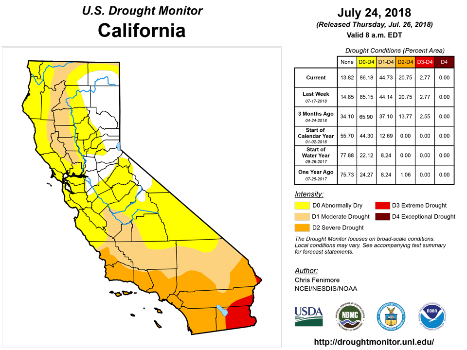 california drought monitor for july 24 2018
