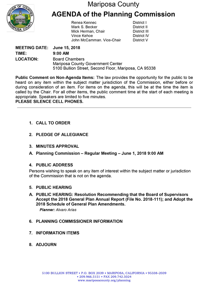 2018 06 15 mariposa county Planning Commission Public Agenda june 15 2018 1